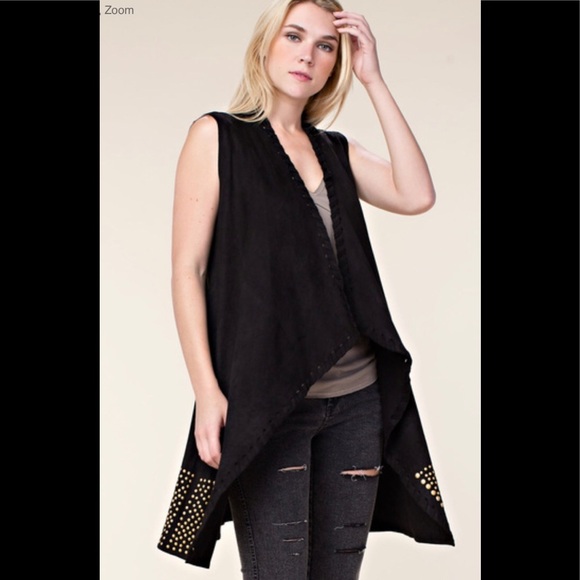 Vocal Suede Women’s Studded Braided Edging Studded Vest! - Picture 1 of 9